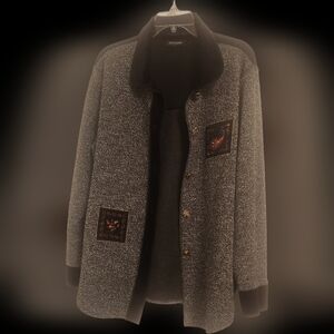 Charcoal and Black Embroidered Jacket